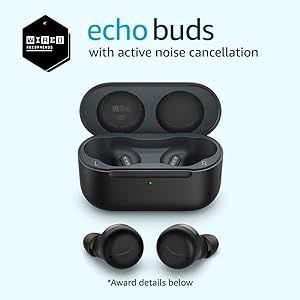 Echo Buds with Active Noise Cancellation (2021 release, 2nd gen) | Wired charging case | Black | Amazon (US)