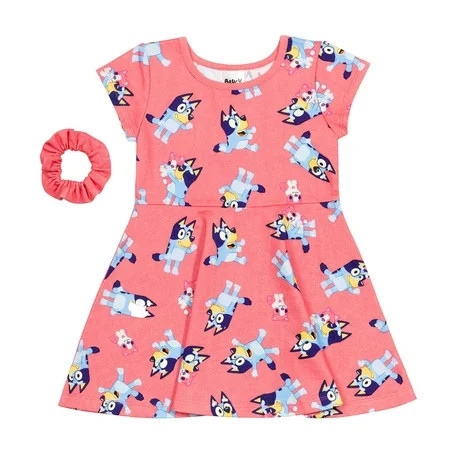 Bluey Toddler Girls Skater Dress and Scrunchie Toddler to Big Kid | Walmart (US)