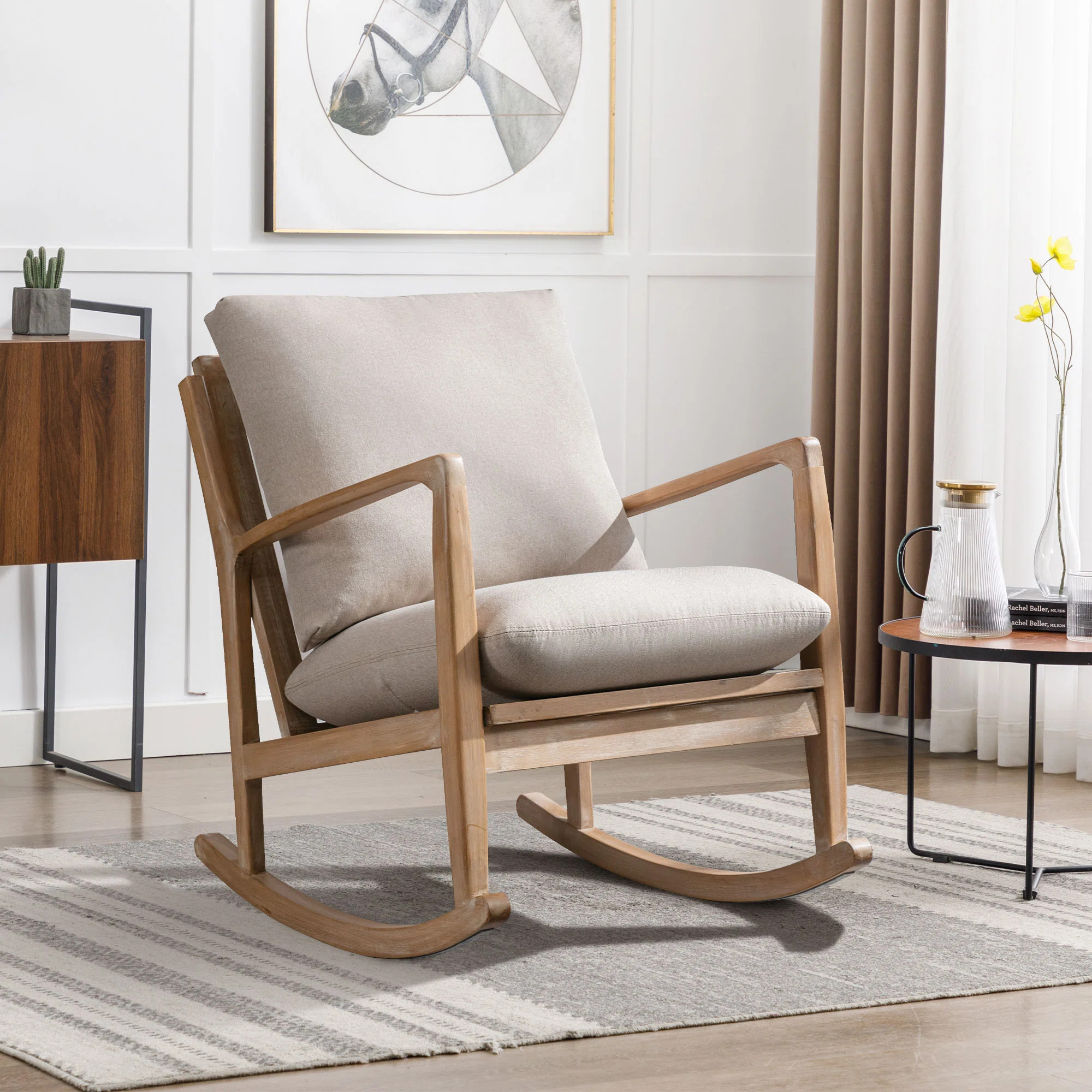 Hokku Designs Zoller 26'' Wide Modern Soft Arm Rocking Chair with Wooden Frame and Removable Cush... | Wayfair North America