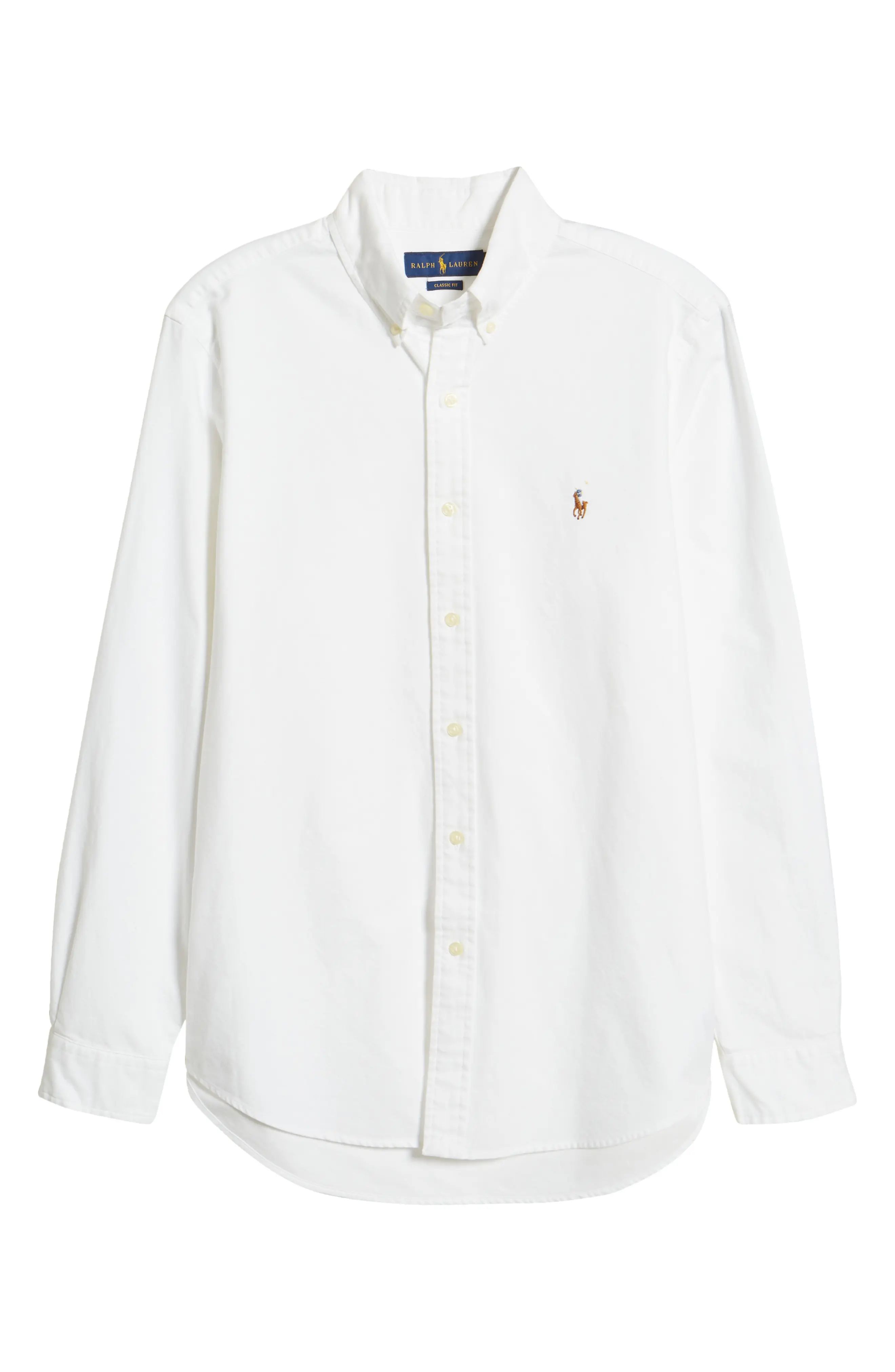 Men's Polo Ralph Lauren Classic Oxford Button-Down Sport Shirt, Size Large - White | Nordstrom