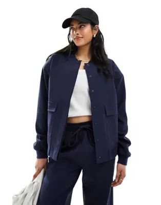 4th & Reckless tailored bomber jacket co-ord in navy - NAVY | ASOS | ASOS (Global)
