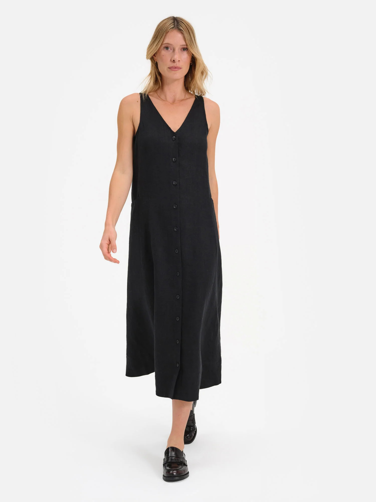 Organic Linen Button Front Dress | MATE The Label