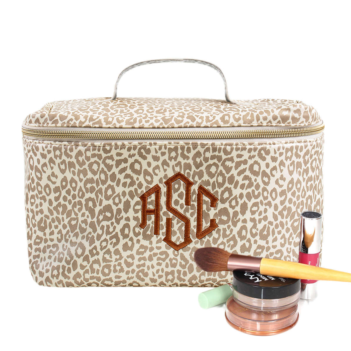 Monogrammed Metallic Leopard Train Case | Marleylilly
