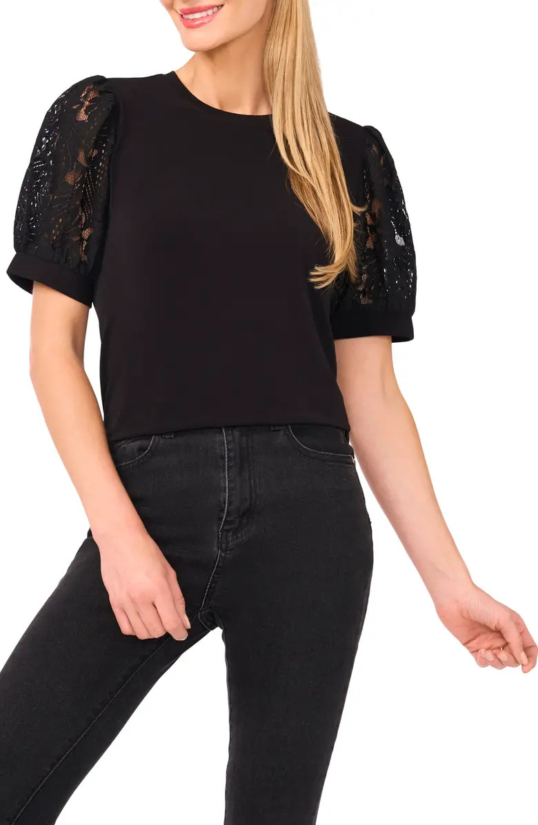 Eyelet Puff Sleeve T-Shirt | Nordstrom