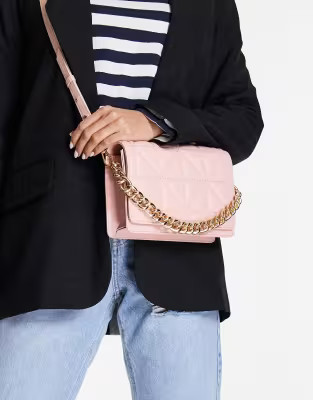 Topshop Cali quilted chain crossbody bag in pink | ASOS (Global)