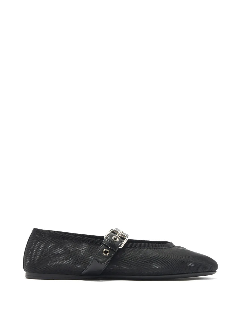 Miu Miu buckle-strap mesh ballet flats - Black | Farfetch Global