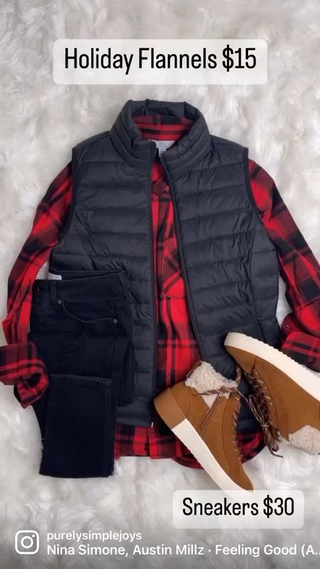 Walmart holiday plaid flannel button up shirt. Sold in other colors. Sherpa hiking boots. Black jeans. Puffer vest

#ltkseasonal #holidayplaid #flannelshirt #walmartstyle



#LTKunder50 #LTKsalealert #LTKHoliday