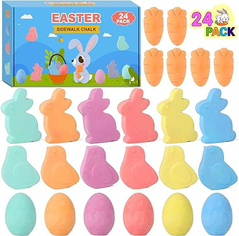 SUPREME XMAS 24 Pack Easter Sidewalk Chalk Set with Easter Eggs Bunny Chicks Carrots Chalk for Ki... | Amazon (US)