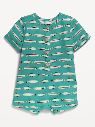 Printed Sleeveless Henley Romper for Baby | Old Navy (US)