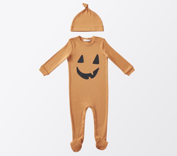 Halloween Pumpkin Organic Nursery Pajama & Hat Set | Pottery Barn Kids