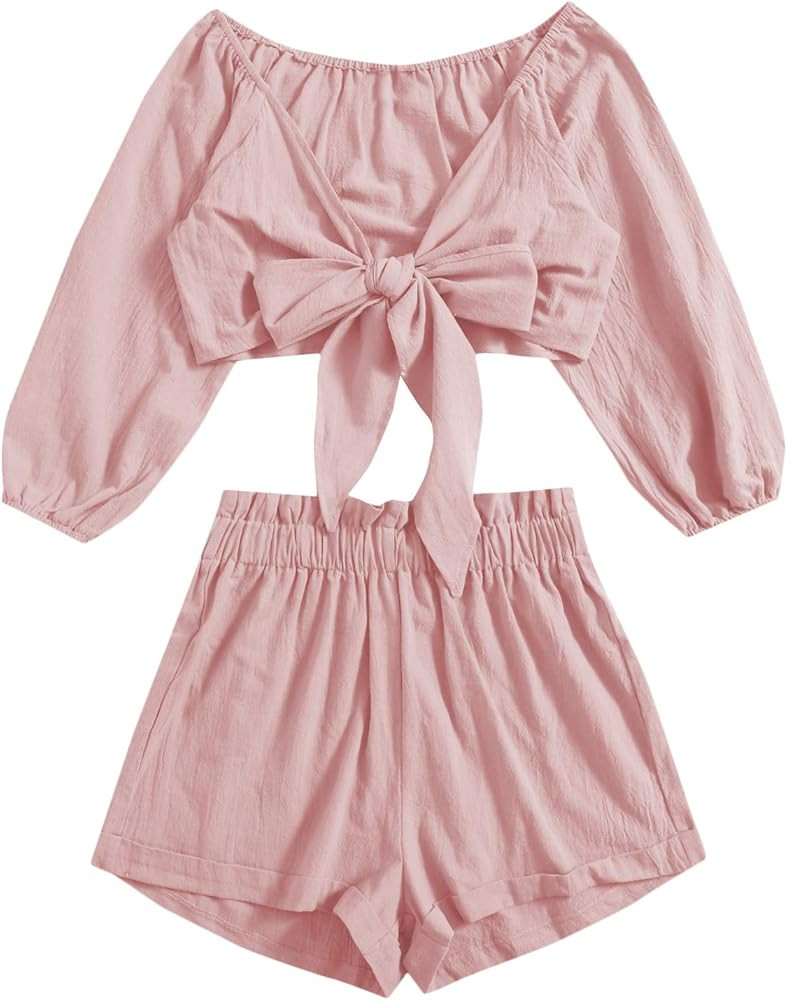 SweatyRocks Women's 2 Piece Boho Floral Print Crop Cami Top with Shorts Set | Amazon (US)