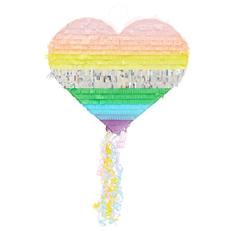 Sparkle and Bash Small Heart Pull String Pinata for Valentine's Day Party Decorations, Pastel Rai... | Target