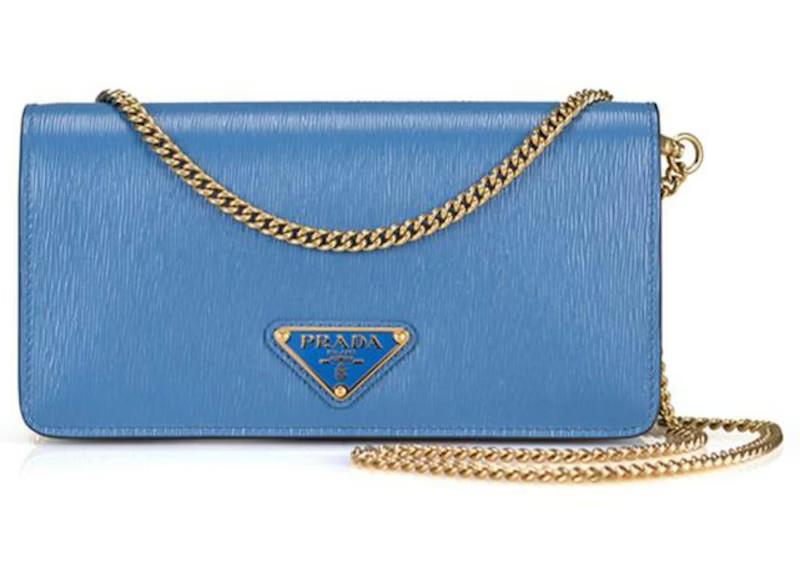 Prada Cowhide Chain Crossbody Bag Blue | StockX