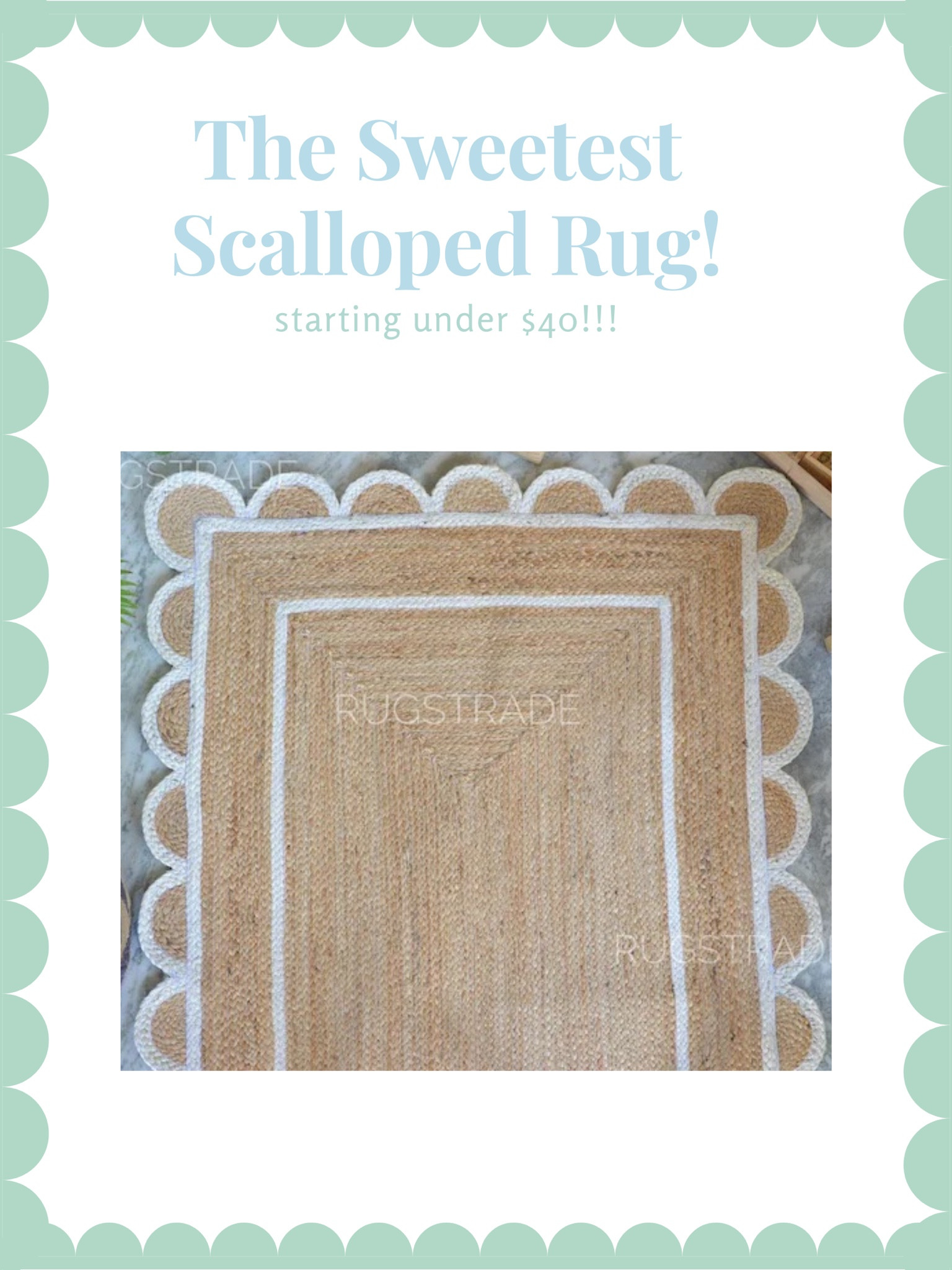 Just ordered the sweetest scalloped rug! I was shocked at how amazing the price was and how wonderful the reviews are. Can’t wait to see it in our space 🥰 #grandmillennial #scalloped #juterug #arearug #budget

#LTKhome #LTKunder50 #LTKsalealert