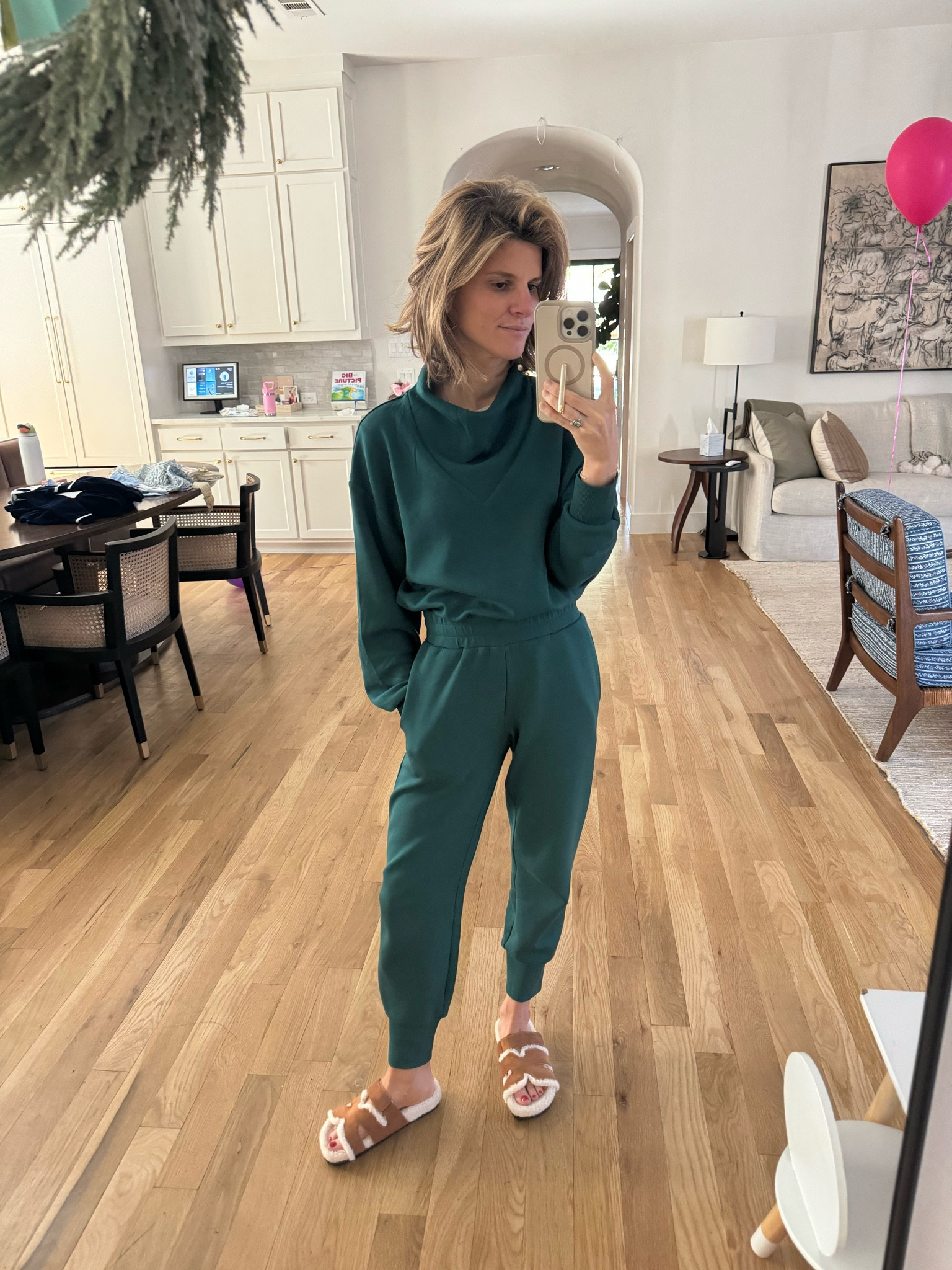 Wearing size XS in set, pant length is 25"