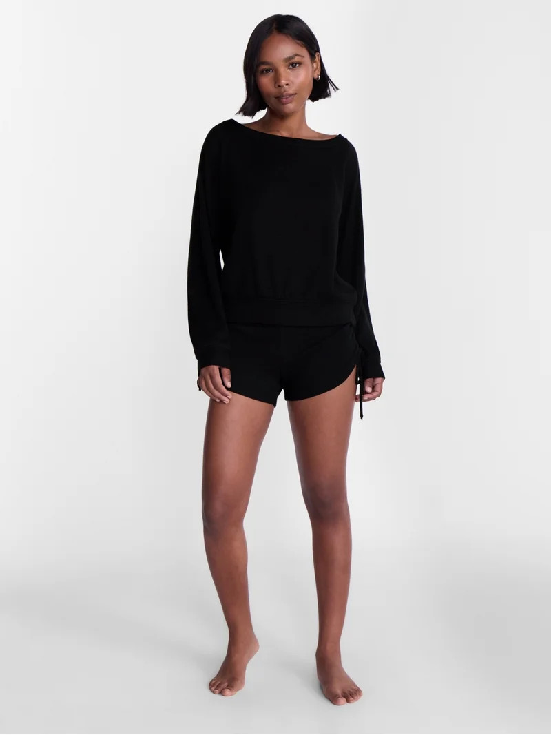 No Boundaries Waffle Knit Sleep Top, Women\u2019s and Women\u2019s Plus XS-2X | Walmart (US)