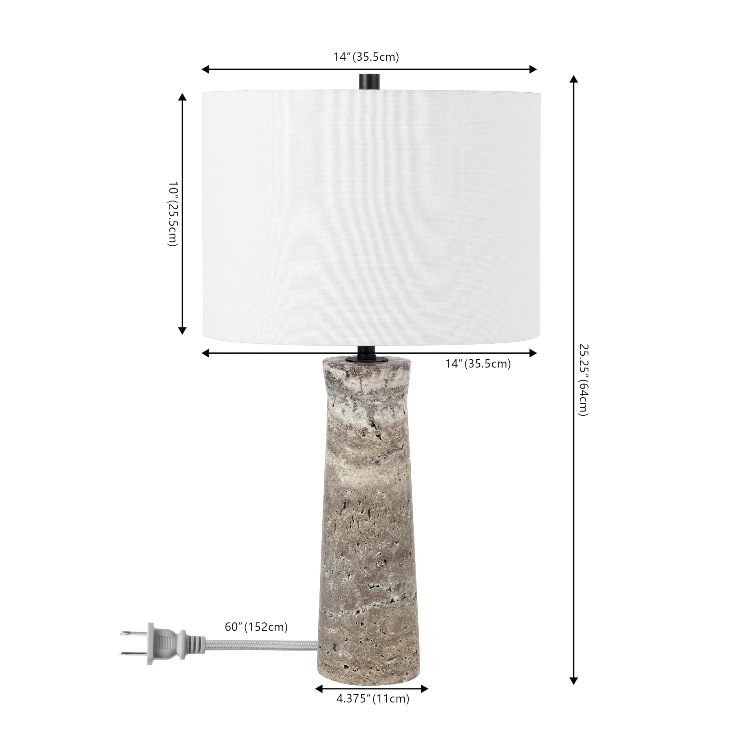 SAFAVIEH Lighting Collection Alana Grey Travertine 25-inch Table Lamp for Bedroom, Living Room, H... | Amazon (US)