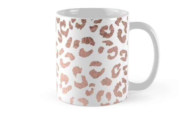 Luxurious hand drawn rose gold leopard print Mug | RedBubble US