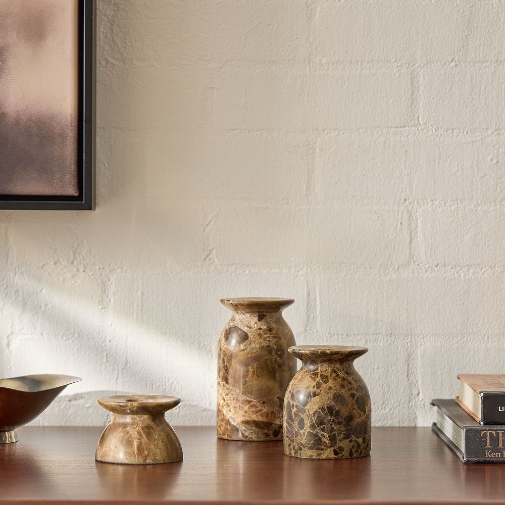 Marbled Stone Taper Holders | West Elm (US)
