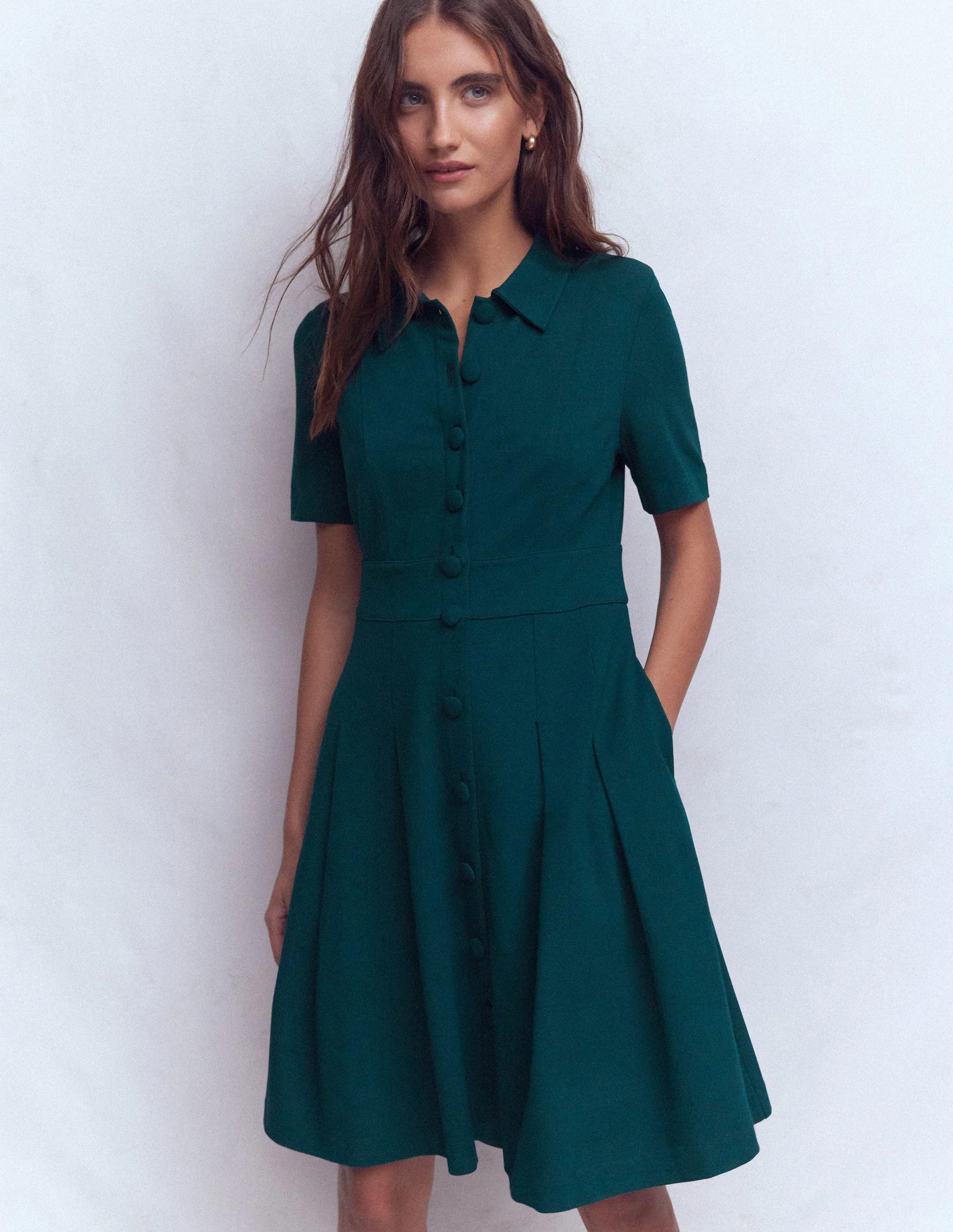 Bridget Ponte Short Dress-Midnight Teal | Boden (US)