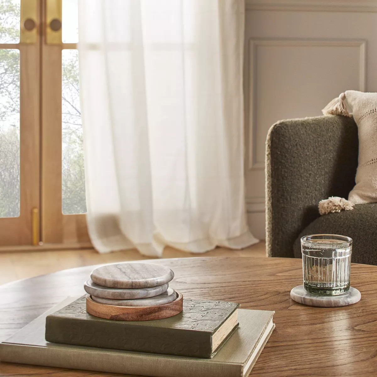 5pc Marble Coaster Set Warm Beige - Hearth & Hand™ with Magnolia | Target