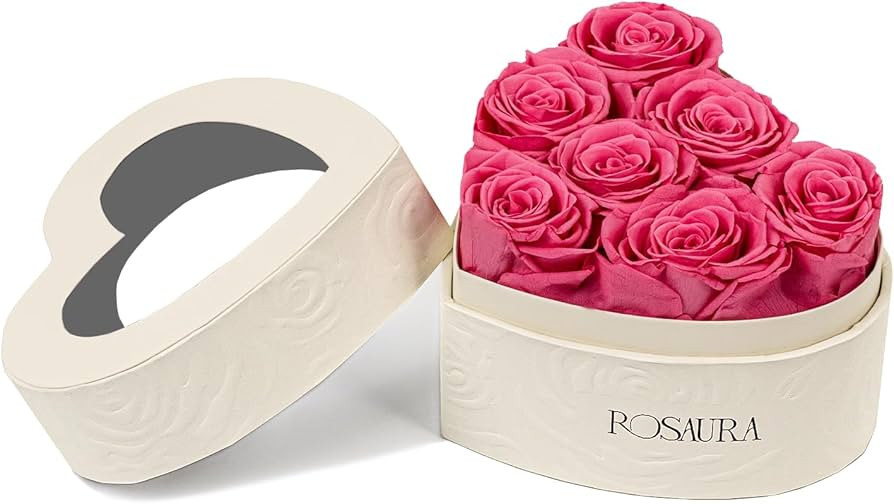 Rosaura Heart-Shaped Preserved Roses Gift Box - Real Forever Flowers for Christmas, Birthday, Val... | Amazon (US)
