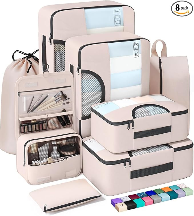 Veken 8 Set Packing Cubes for Travel, Gifts for Women Mom, Suitcase Organizer Bags for Luggage wi... | Amazon (US)