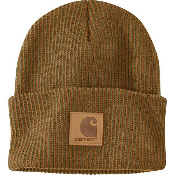 Carhartt Knit Cuffed Plaited Work Beanie One Size Carhartt Brown/Dark Bronzed Green | Scheels Sports