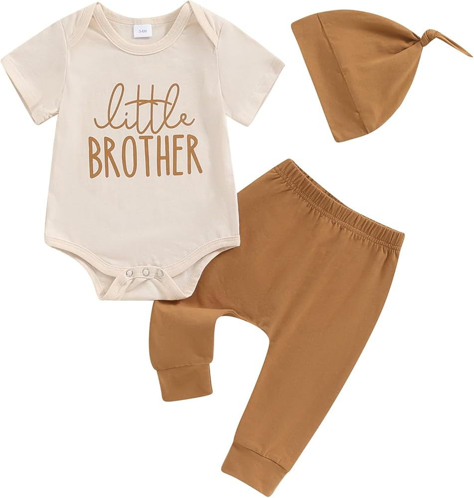 Little Brother Newborn Outfit T-Shirt Romper Top and Pants Sets Baby Coming Home Hospital Clothes... | Amazon (US)