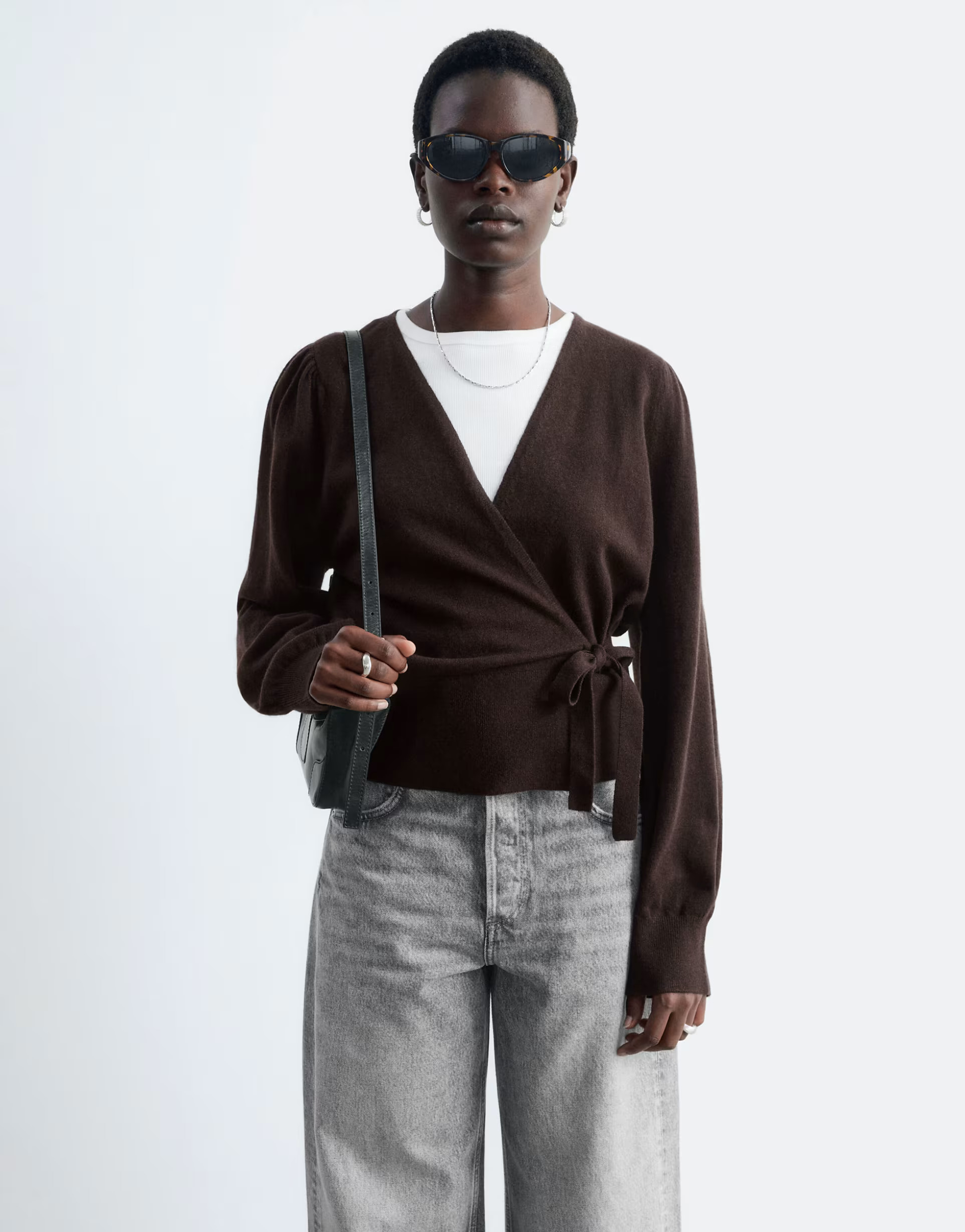 & Other Stories wool look wrap cardigan in dark brown | ASOS (Global)