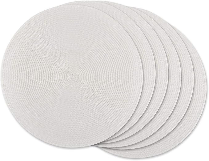 DII Classic Woven Tabletop Collection, Indoor/Outdoor Placemat Set, Round, 15" Diameter, White, 6... | Amazon (CA)