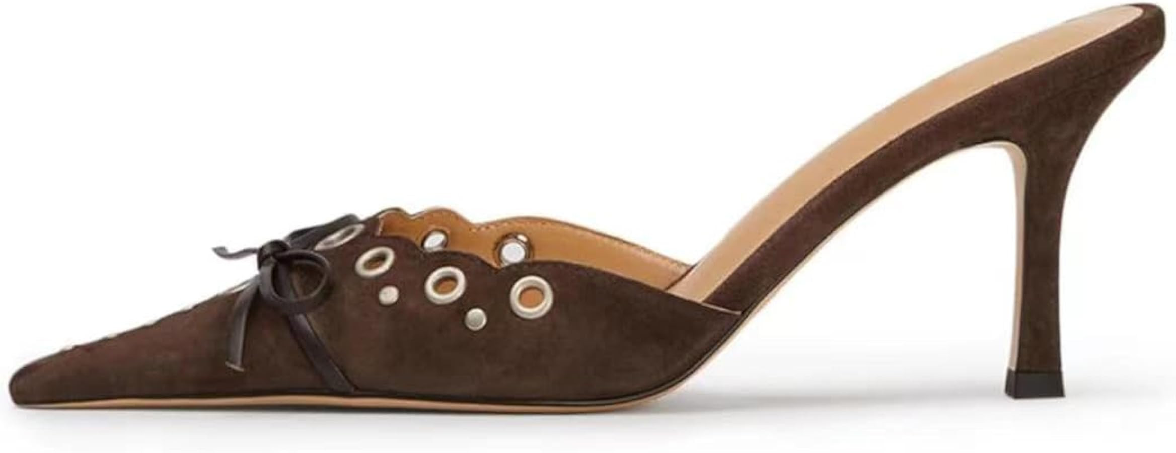 keleimusi Mid Heel Slip On Pumps Studded Bow Heeled Sandals for Women | Amazon (CA)