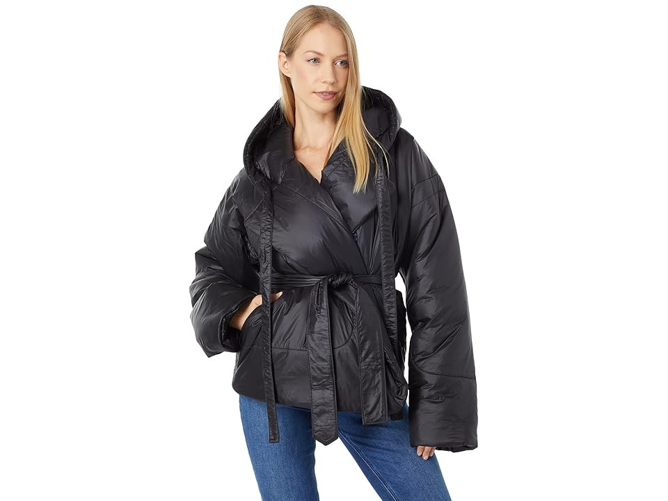 Norma Kamali Hooded Sleeping Bag Coat Short Women's Clothing Black : MD/LG, Nylon/Polyester | Zappos