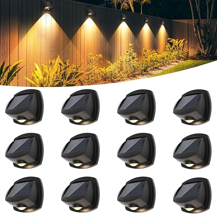 Solar Lights Outdoor Waterproof, Solar Stair Lights Outdoor Decor 12 Pack | Amazon (US)