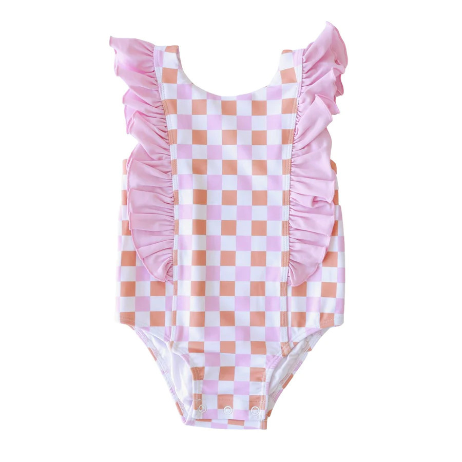 Double Ruffle One Piece | Check Me Out* | Caden Lane