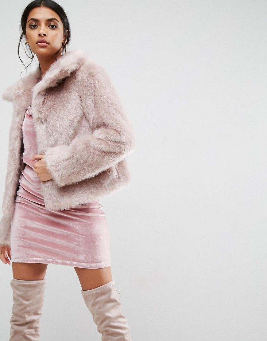 ASOS Chubby Vintage Faux Fur Coat - Pink | Asos EE