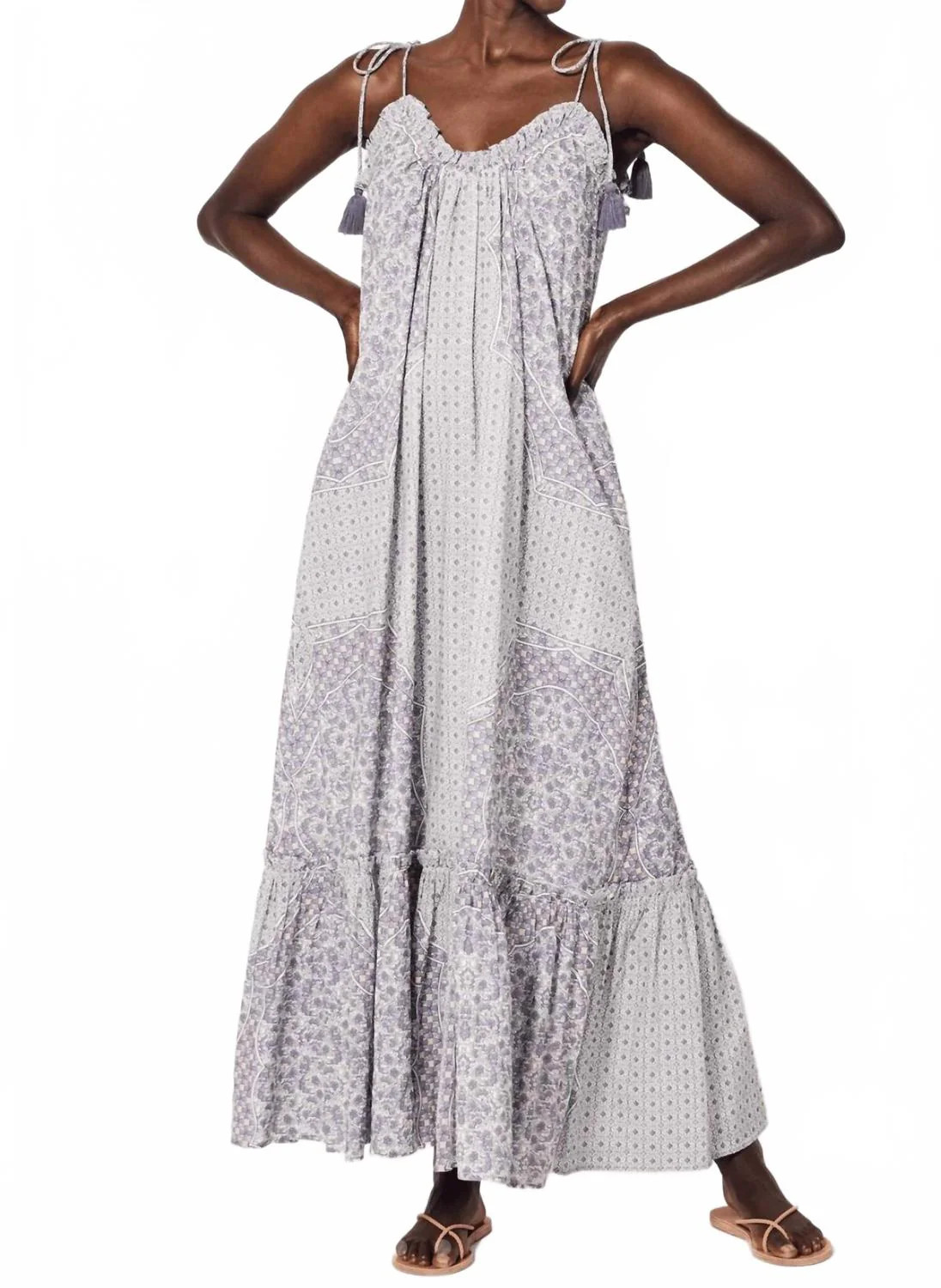 Cindy Ankle Dress In White Multi | Shop Simon