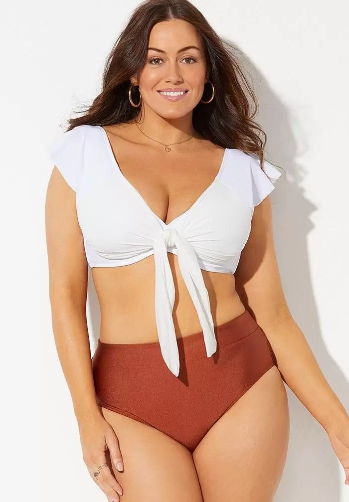 GabiFresh Navigator Cap Sleeve High Waist Underwire Bikini | Swimsuitsforall.com