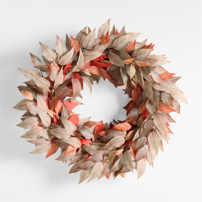 Faux Willow Eucalyptus Wreath 28" | Crate & Barrel | Crate & Barrel