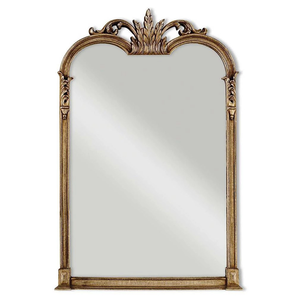 Racquel French Antique Champagne Silver Leaf Rectangular Vanity Wall Mirror | Kathy Kuo Home