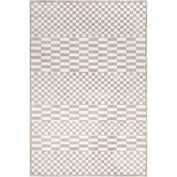 Nikita Faded Geometric Checkered Machine Washable Area Rug | Wayfair North America