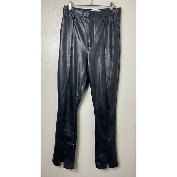 Abercrombie & Fitch Black Faux Leather Skinny Ultra High Rise Split Ankle Pants | Poshmark