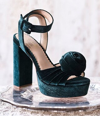 x Nicola Bathie Emilia Velvet Rose Platform Dress Sandals | Dillard's