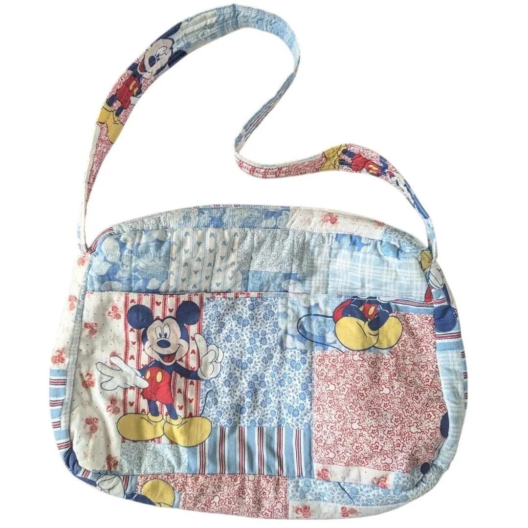 Handmade Vintage Mouse Fabric Quilt Patchwork Shoulder Bag Blue Disneybound - Etsy | Etsy (Global)