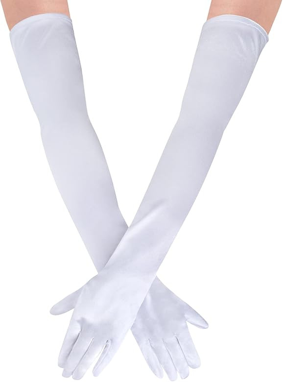 Chalier Long Satin Gloves for Women 20s Costumes Stretchy Elbow Length Gloves for Evening Opera P... | Amazon (US)