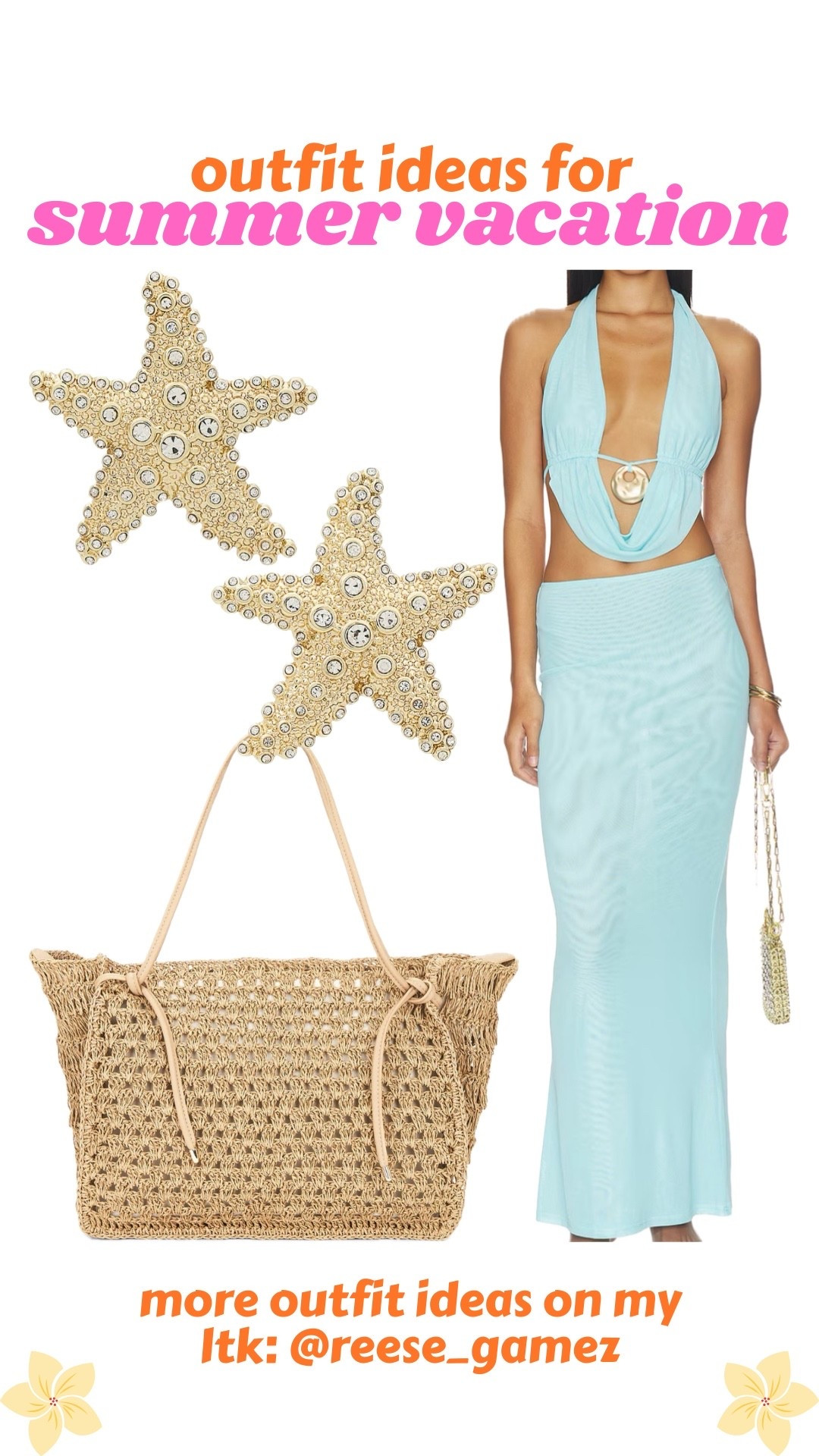 outfits for summer vacation 🩷 matching set, straw bag, beach bag, beach outfit, resort outfit, hawaii outfit, tropical vacation outfit, statement earrings, seashell earrings

#LTKootd #LTKSeasonal #LTKTravel