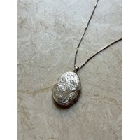 Vintage Embroidered Silver Locket Necklace | Etsy (US)