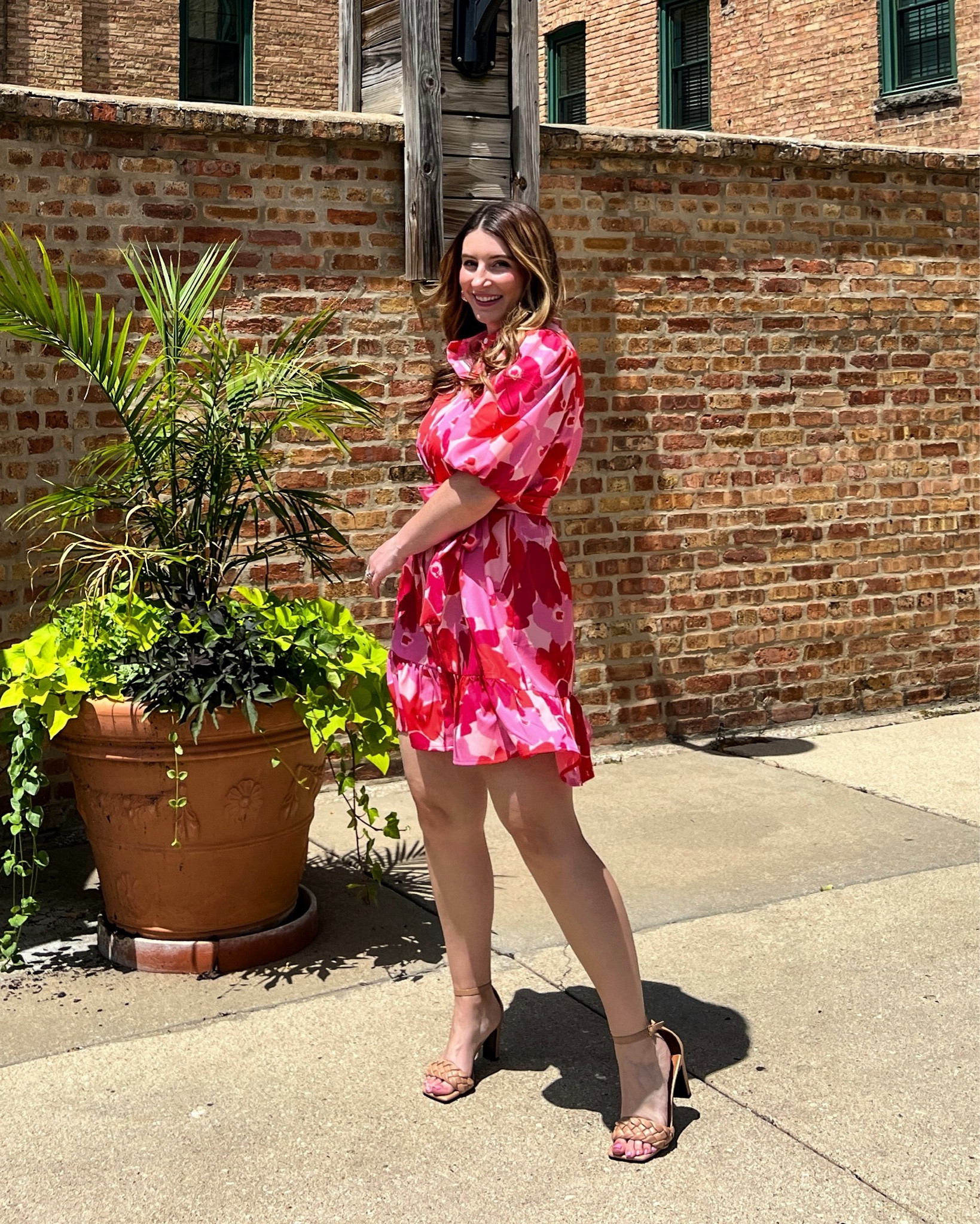 Pink floral print dress, Amazon dress, summer fashion, summer outfits, mini dress, summer dress, vacation dress, nude heels, braided heels 

#LTKunder50 #LTKFind #LTKstyletip