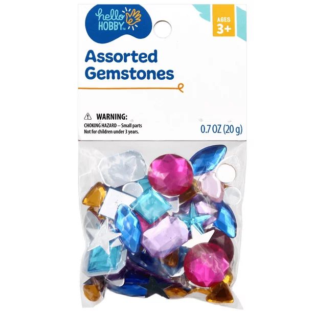 Hello Hobby Flat Back Rhinestones, Loose Gemstones in Assorted Shapes and Colors, 0.7 oz. | Walmart (US)