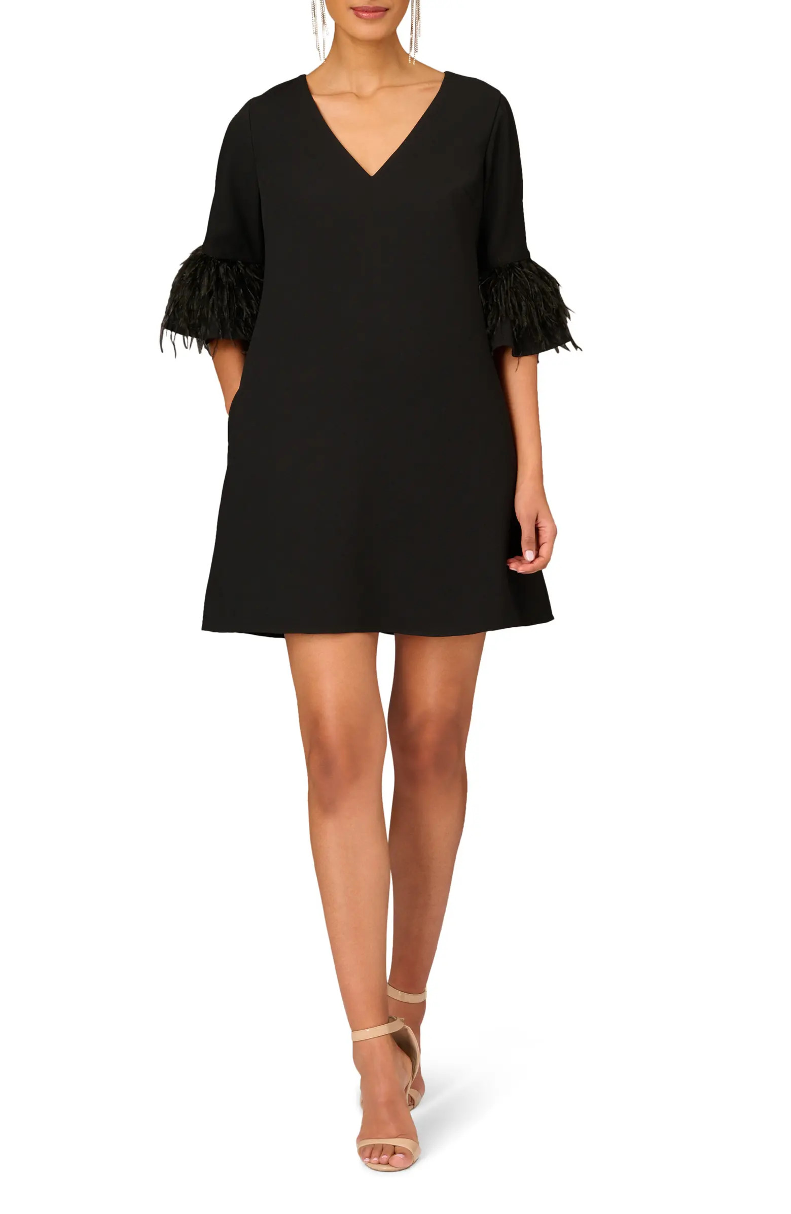 Feather Bell Sleeve Shift Cocktail Dress | Nordstrom